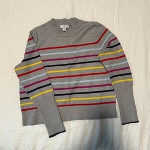 La Ligne Gray Sweater with Multicolor Stripes